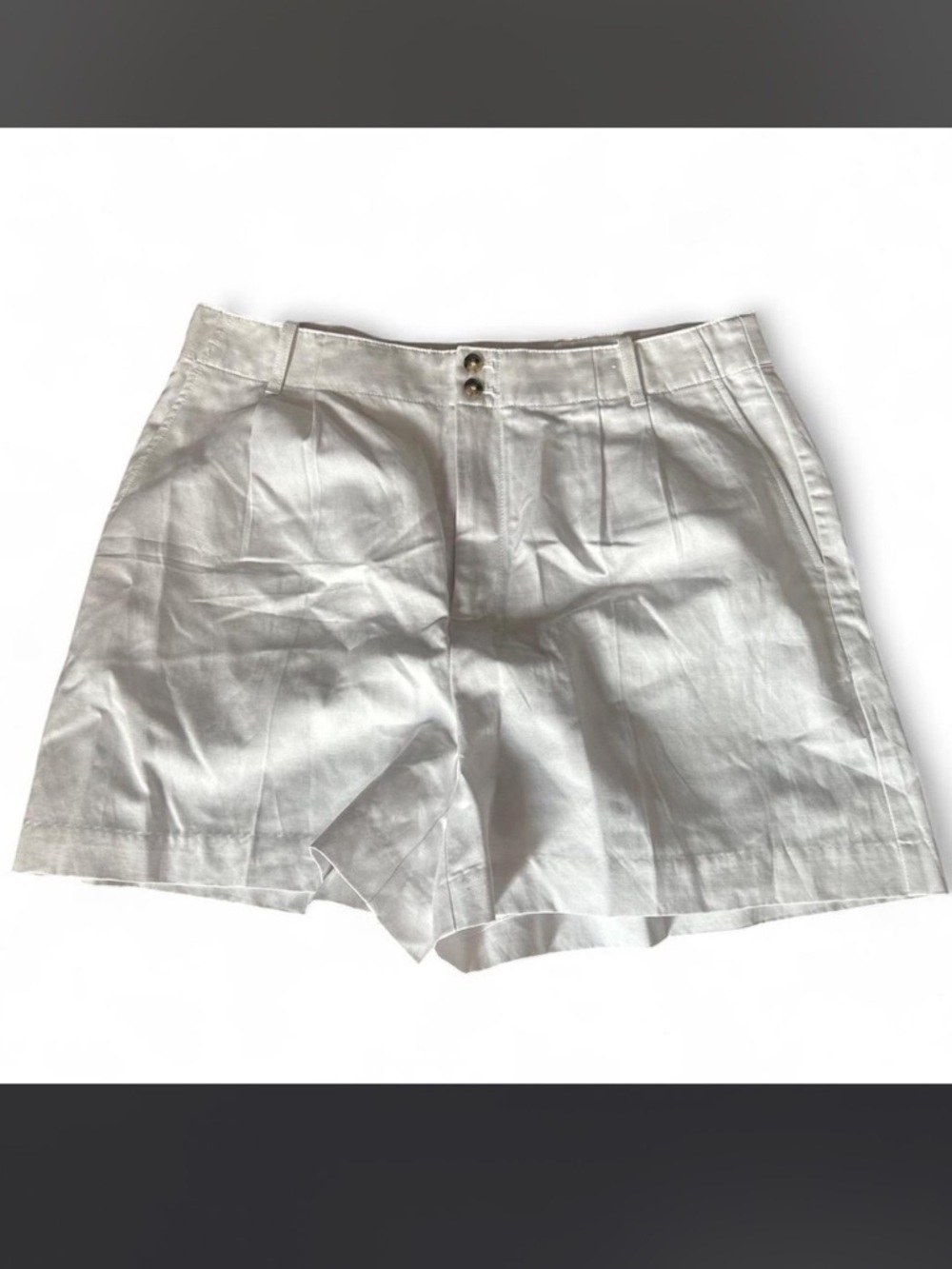 Madewell White High-Rise Pleated Linen Shorts
